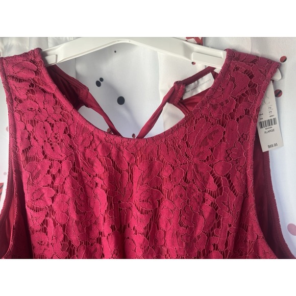 NYC Women's Dress Loos, bright pink reaches the knee, with lace Zise X-Large NWT - Picture 12 of 15